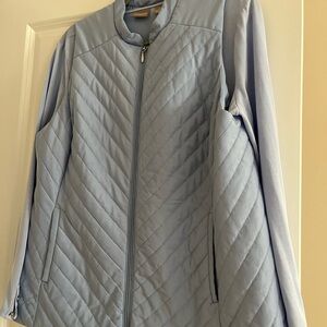 Chico's Light Blue Quilted Zip-Front Puffer Jacket and matching knit Top